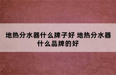 地热分水器什么牌子好 地热分水器什么品牌的好